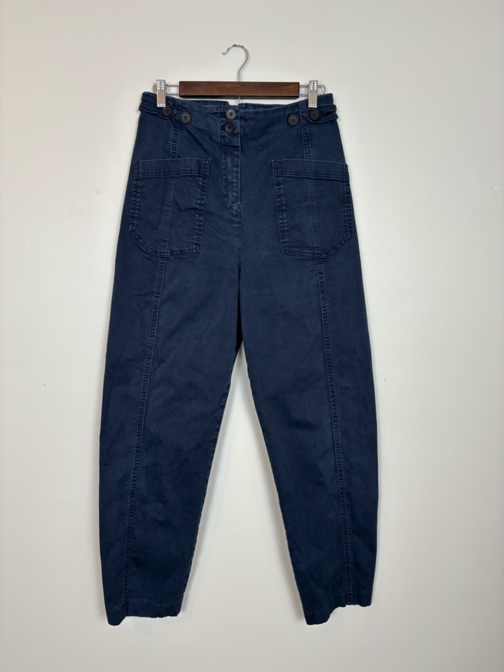 Maeve Pants Womens 10 Blue Utility Barrel Trouser by Anthropologie